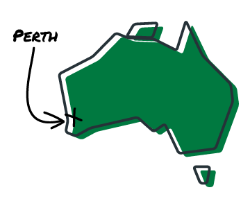 Animated map of Australia marking Riverina Stockfeeds branch in Perth Western Australia
